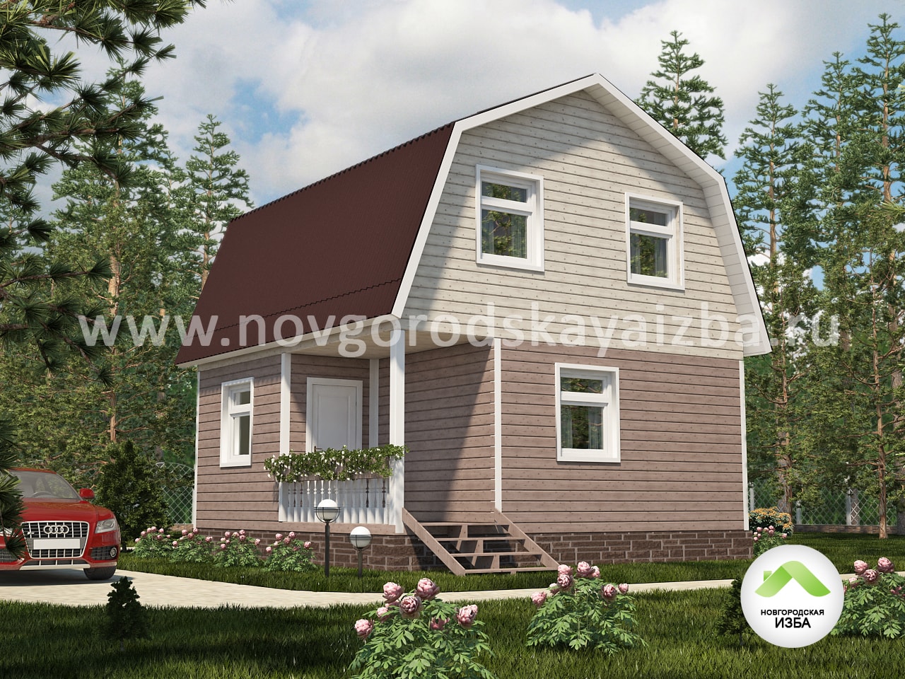 Каркасный дом 6х6 метров, площадью 63 кв.м с мансардой, ДК-8